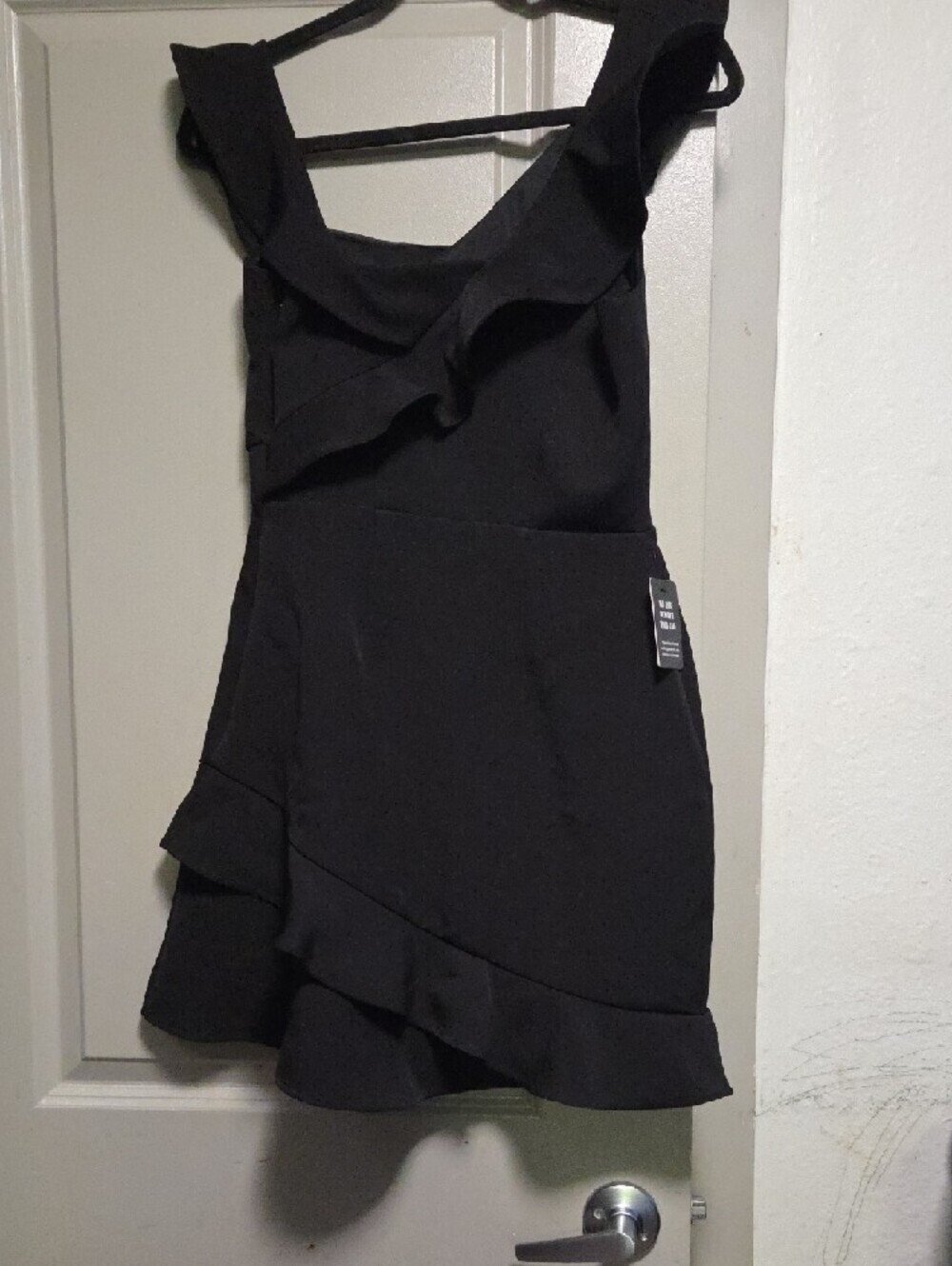 Express Black Ruffle-Trim Mini Dress - Picture 2 of 8